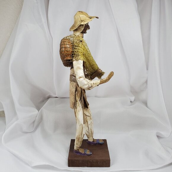 VTG handmade Mexican paper mache folk art couple Farmer & Lady Figurines - Picture 12 of 16